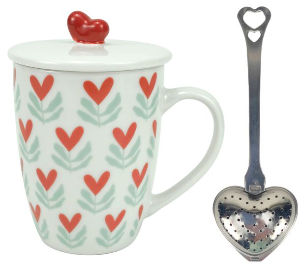 Кружка Actuel Сердечки с крышкой и ситечком, 350 мл