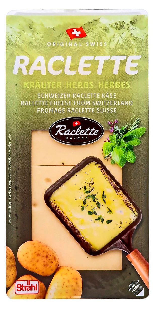 Сыр полутвердый Раклет Strahl с прованскими травами нарезка 45 БЗМЖ Швейцария 150 г 590₽