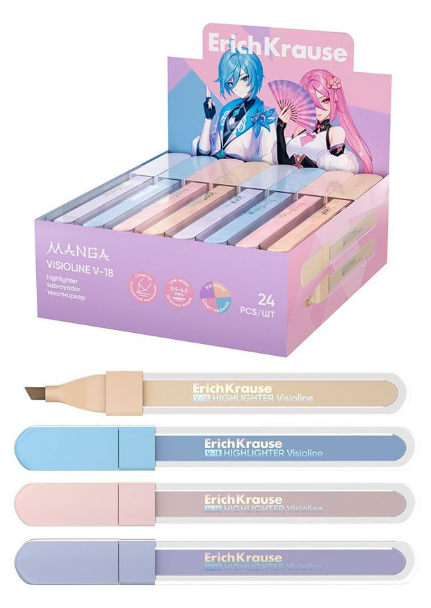 Текстмаркер ErichKrause Visioline V-18 Manga, 1 шт в ассортименте