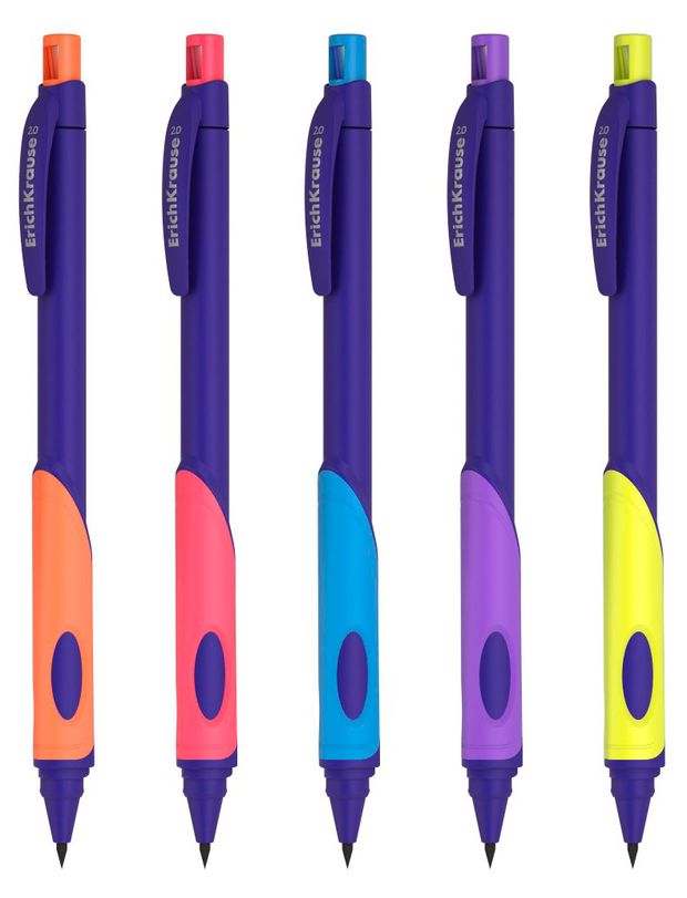 Карандаш механический ErichKrause ErgoLine Kids Neon НВ с точилкой 20 мм 1 шт в ассортименте 145₽