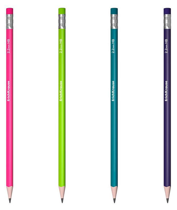 Карандаш чернографитовый ErichKrause Panda Hugs НВ с ластиком, 1 шт в ассортименте