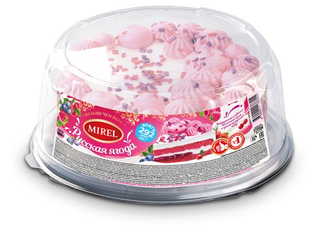 Торт бисквитный MIREL Русская ягода со легким сливочно-молочным кремом и джемом из лесных ягод охлажденный, 680 г