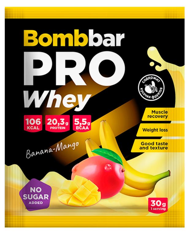 Коктейль протеиновый Bombbar банан манго, 30 г