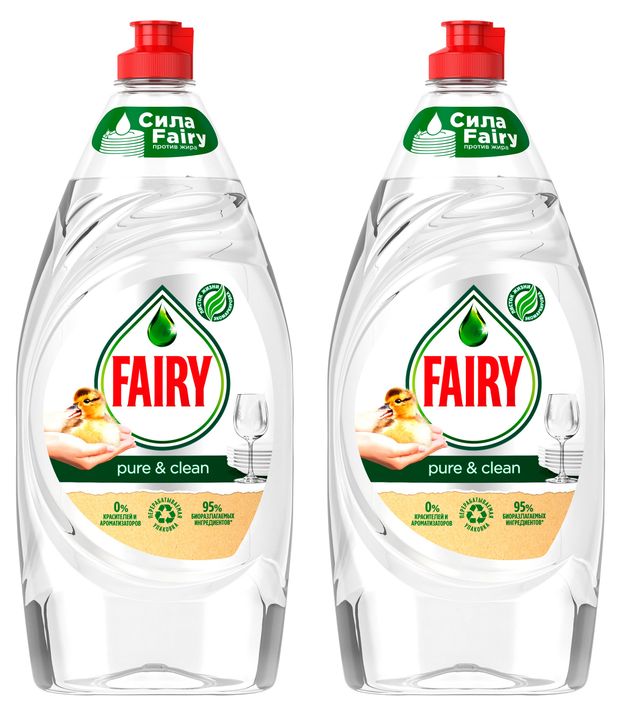 Гель для мытья посуды Fairy Pure&Clean, 2х900 мл