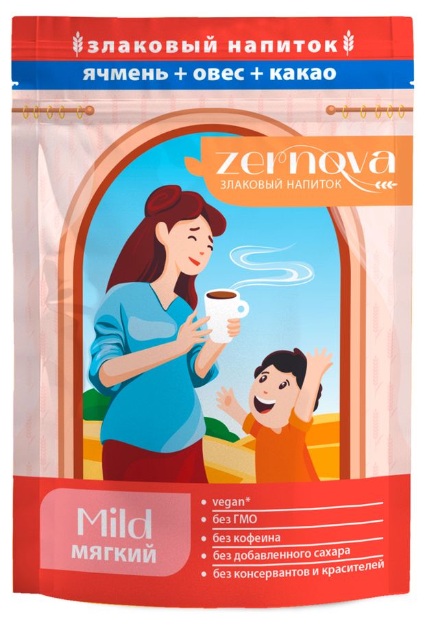 Напиток злаковый Zernova Mild мягкий без добавленного сахара vegan, 200 г