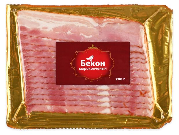 Бекон сырокопченый АШАН Красная птица из свинины в нарезке 400 г 330₽