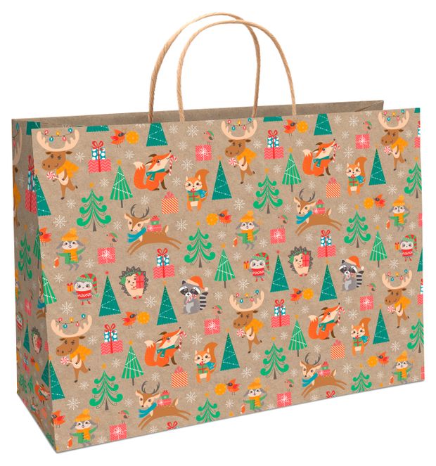 Пакет подарочный АШАН Красная птица под крафт 55х41 см 1 шт в ассортименте 275₽