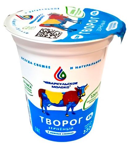 Творог зерненый Чебаркульское молоко 4% БЗМЖ, 330 г