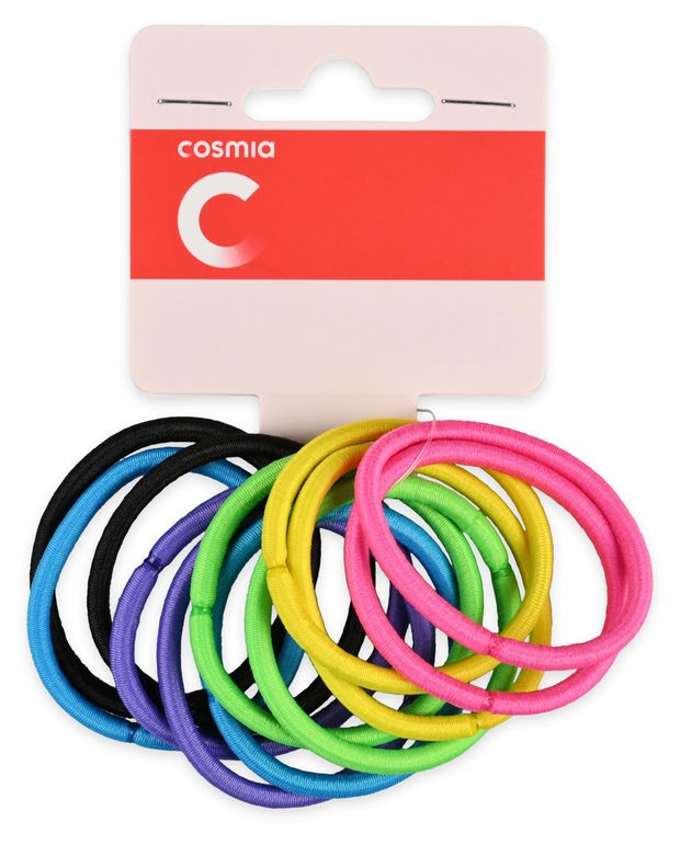 Резинки для волос Cosmia неон тонкие, 12 шт