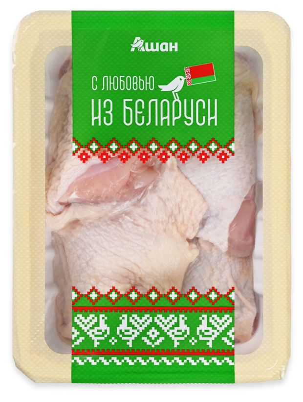 Бедро цыпленка-бройлера Ашан красная птица с любовью из Беларуси охлажденное 750 г 220₽