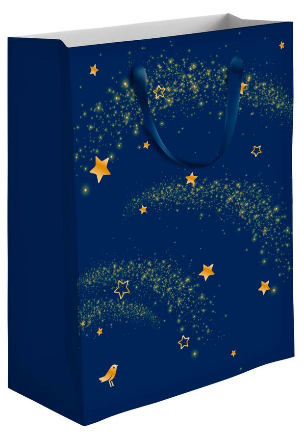 Пакет подарочный АШАН Красная птица синий 26х32 см 100₽