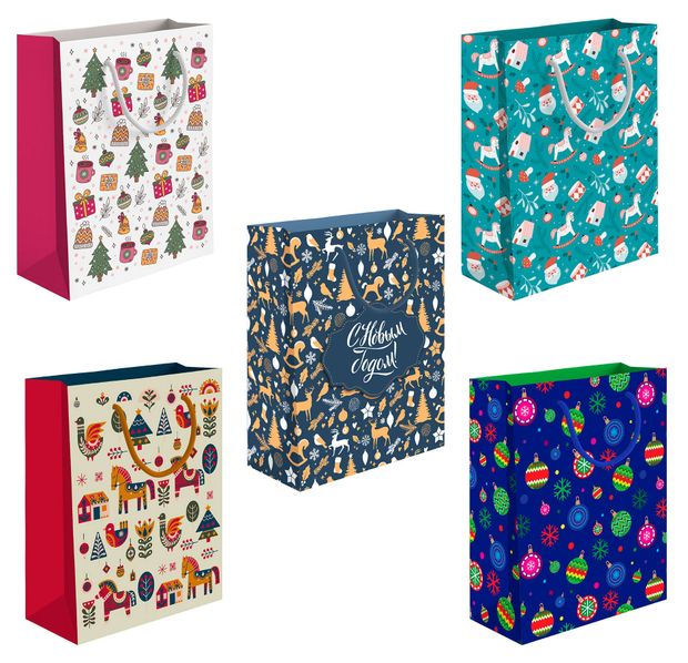 Пакет подарочный АШАН Красная птица Новый Год 26х32 см 1 шт в ассортименте 95₽