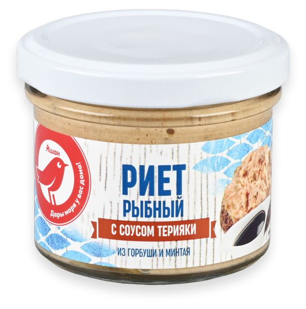 Риет рыбный АШАН Красная птица из горбуши и минтая с соусом терияки 100 г 110₽