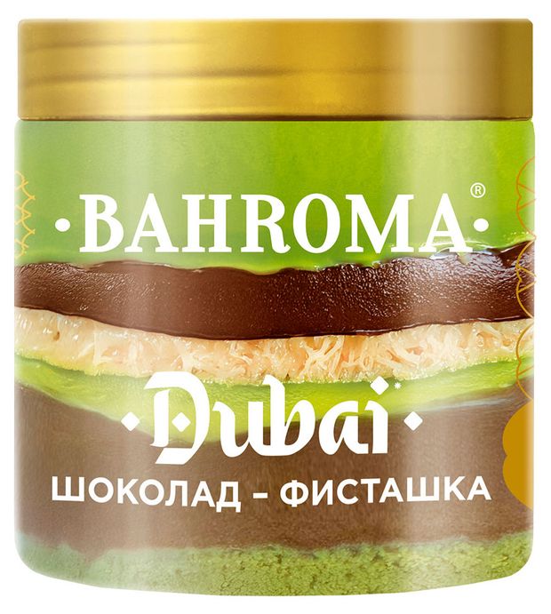 Мороженое слоеное молочное BAHROMA Dubai Пломбир Дубайский шоколад фисташка ведерко, 320 г