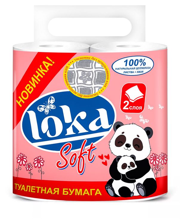 Туалетная бумага Loka Soft 2 слоя, 4 рулона