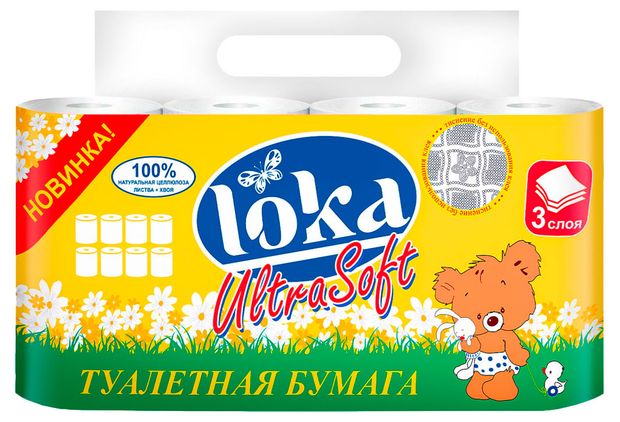 Туалетная бумага Loka Ultra Soft 3 слоя, 8 рулонов
