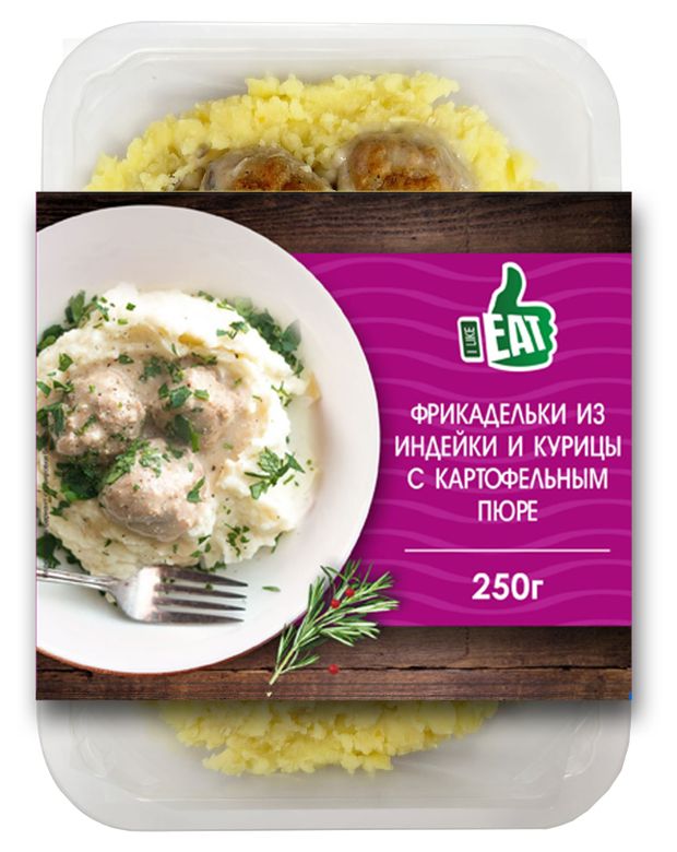 Фрикадельки из индейки и курицы Великоросс с картофельным пюре 250 г 150₽