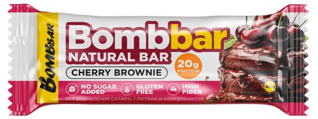 Батончик протеиновый Bombbar Вишневый брауни, 60 г