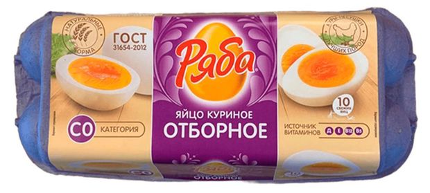 Яйца куриные Ряба СО цвет в ассортименте 10 шт 120₽