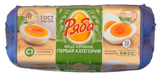 Яйцо куриное Ряба С1 цвет в ассортименте, 10 шт