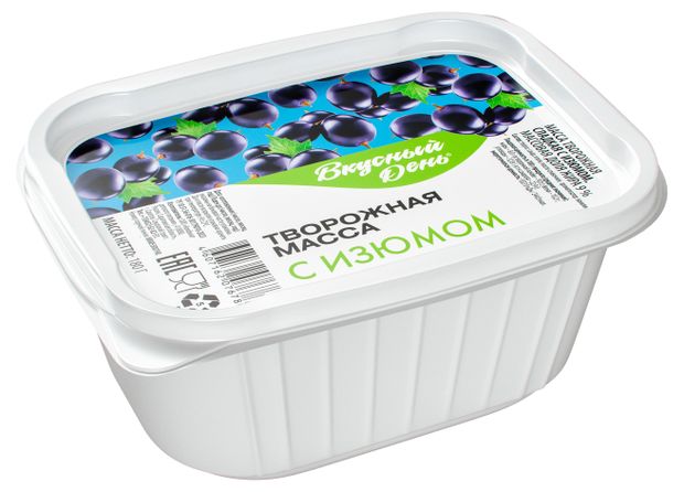 Масса творожная Вкусный День с изюмом 9% БЗМЖ, 180 г
