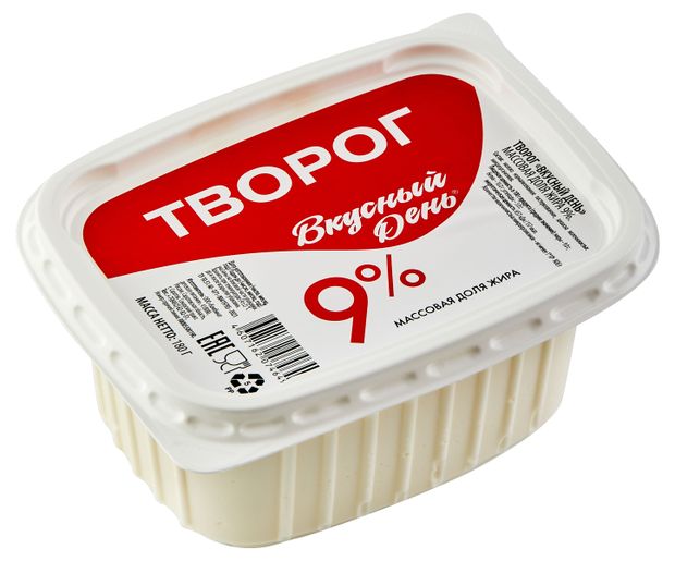 Творог Вкусный День 9% БЗМЖ, 180 г