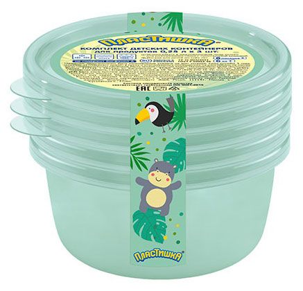Комплект контейнеров для продуктов Пластишка 0,25 л, 3 шт в ассортименте