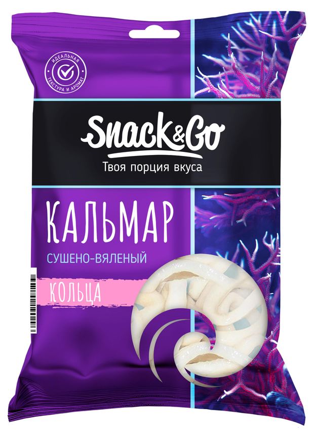 Кальмар сушено-вяленый Snack ampGo кольца 70 г 175₽