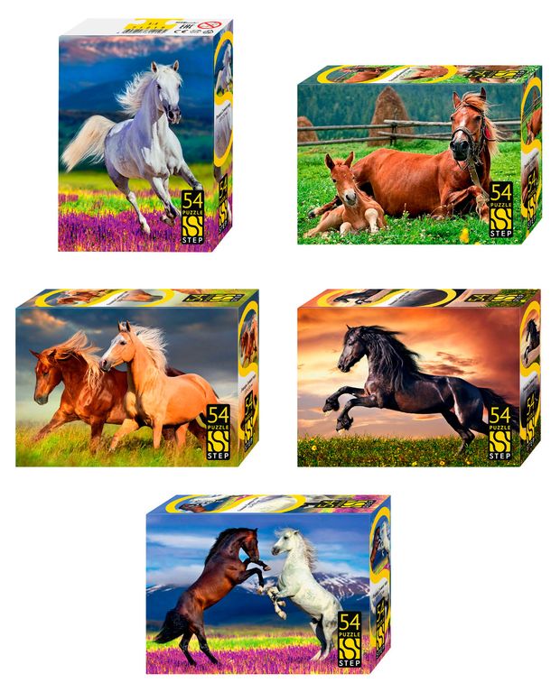 Пазл Step Puzzle Лошади 54 элемента, 1 шт в ассортименте