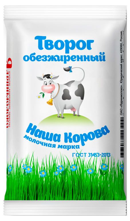 Творог рассыпчатый Наша Корова обезжиренный БЗМЖ, 180 г