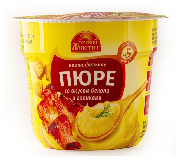 Пюре картофельное Русский Аппетит со вкусом бекона и гренками, 37 г