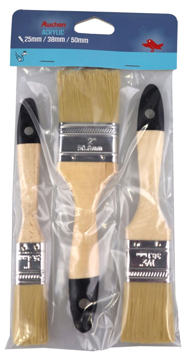 Набор кистей плоских малярных АШАН Красная птица 3 предмета 162₽