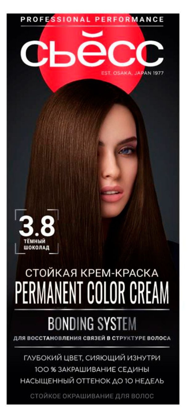 Крем-краска стойкая для волос Сьёсс Color Темный шоколад тон 3-8, 115 мл