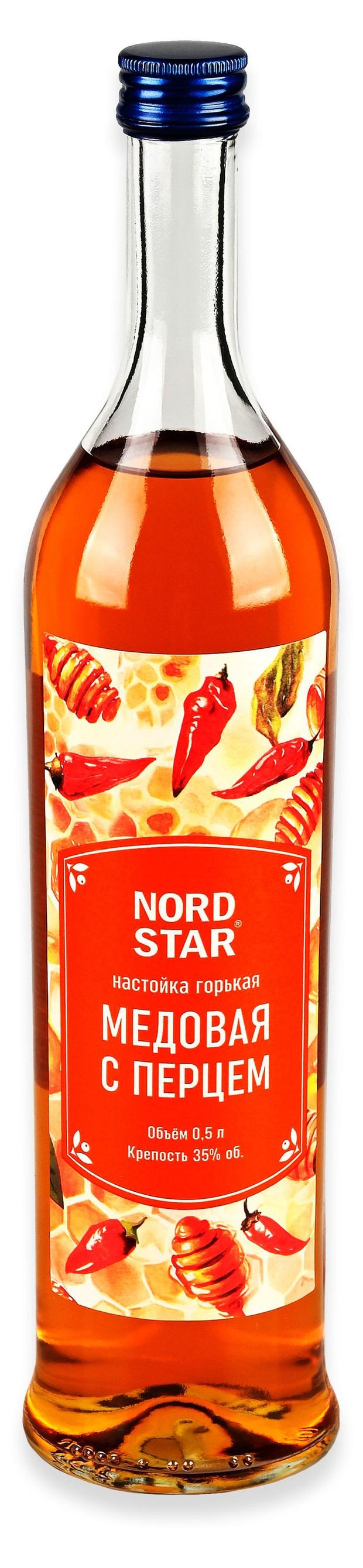Настойка горькая NORD STAR медовая с перцем Россия, 0,5 л
