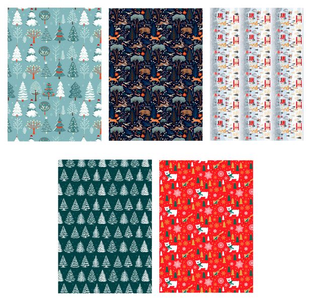 Бумага упаковочная АШАН Красная птица Новый год глянцевая 1м х 07м 1 шт в ассортименте 70₽