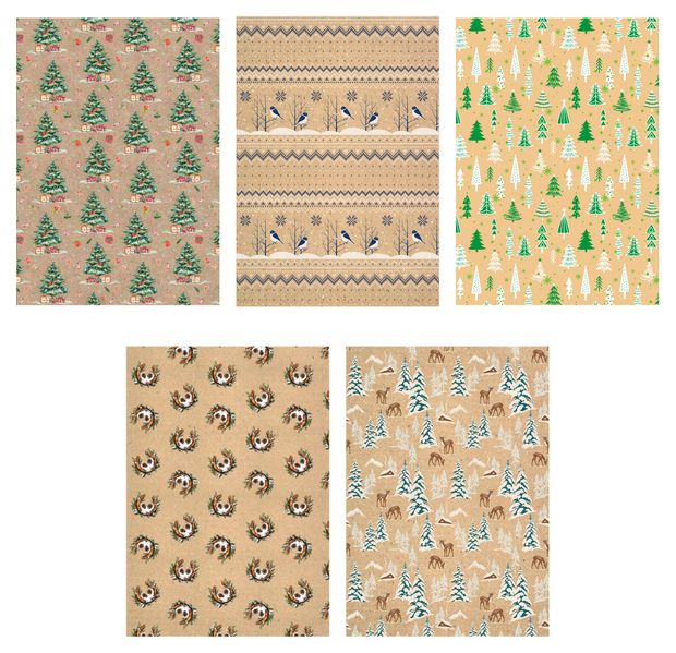 Бумага упаковочная для подарков АШАН Красная птица С Новым годом 70х100 см 1 шт в ассортименте 95₽