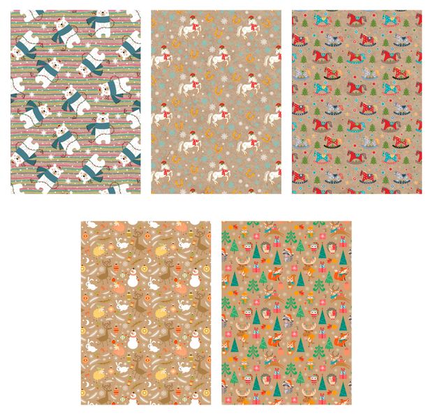 Бумага упаковочная для подарков АШАН Красная птица С Новым годом 70х100 см 1 шт в ассортименте 95₽