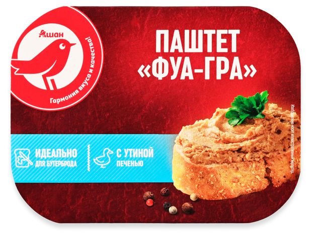 Паштет АШАН Красная птица Фуа-гра 150 г 130₽