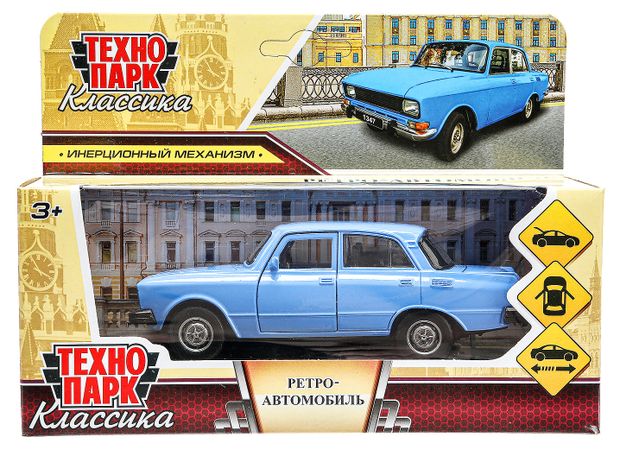 Машина Технопарк Металлическая Ретроавтомобиль Москвич 12 см, 1 шт в ассортименте