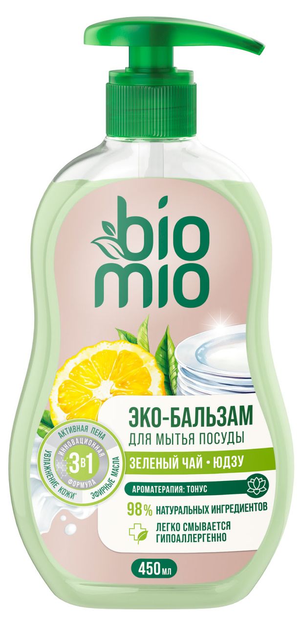 Бальзам для мытья посуды BioMio зеленый чай и юдзу гипоаллергенный 450 мл 320₽