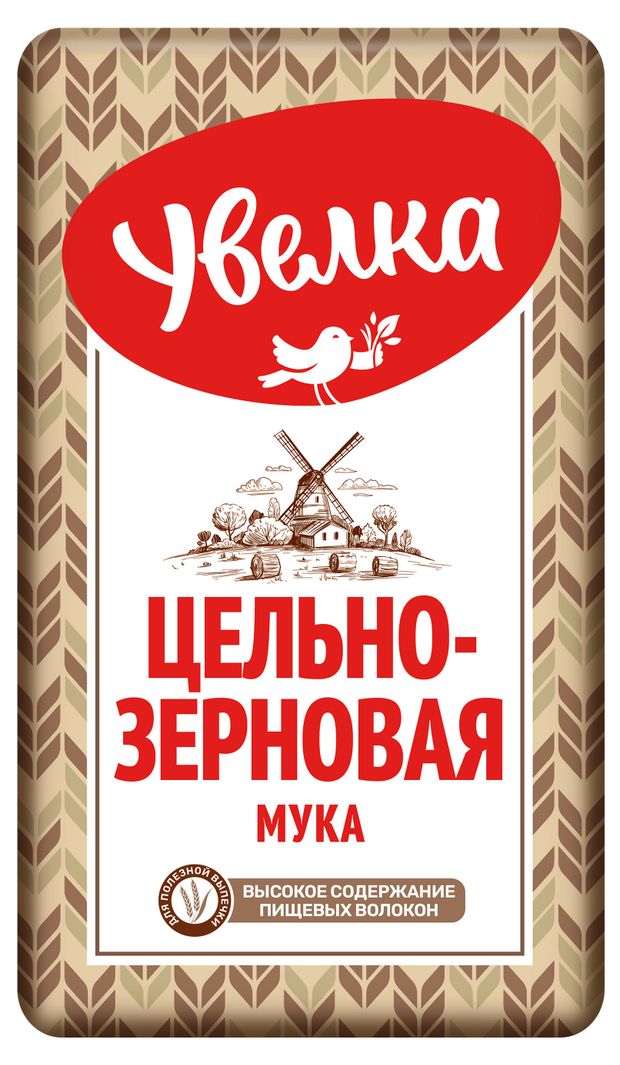 Мука пшеничная Увелка цельнозерновая 2 кг 110₽