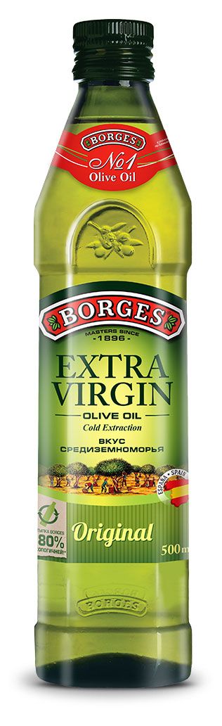 Масло оливковое Borges Extra Virgin нерафинированное для салатов Испания, 500 мл