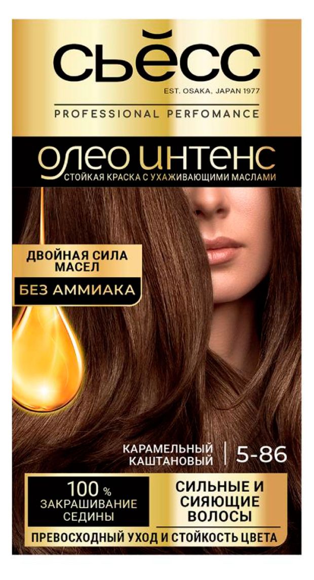 Краска для волос Сьёсс Oleo Intense Карамельный каштановый тон 5-86, 115 мл