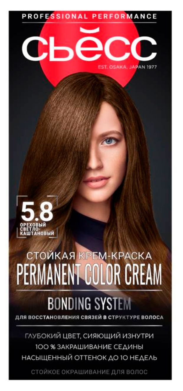 Крем-краска стойкая для волос Сьёсс Color Ореховый светло каштановый тон 5-8, 115 мл