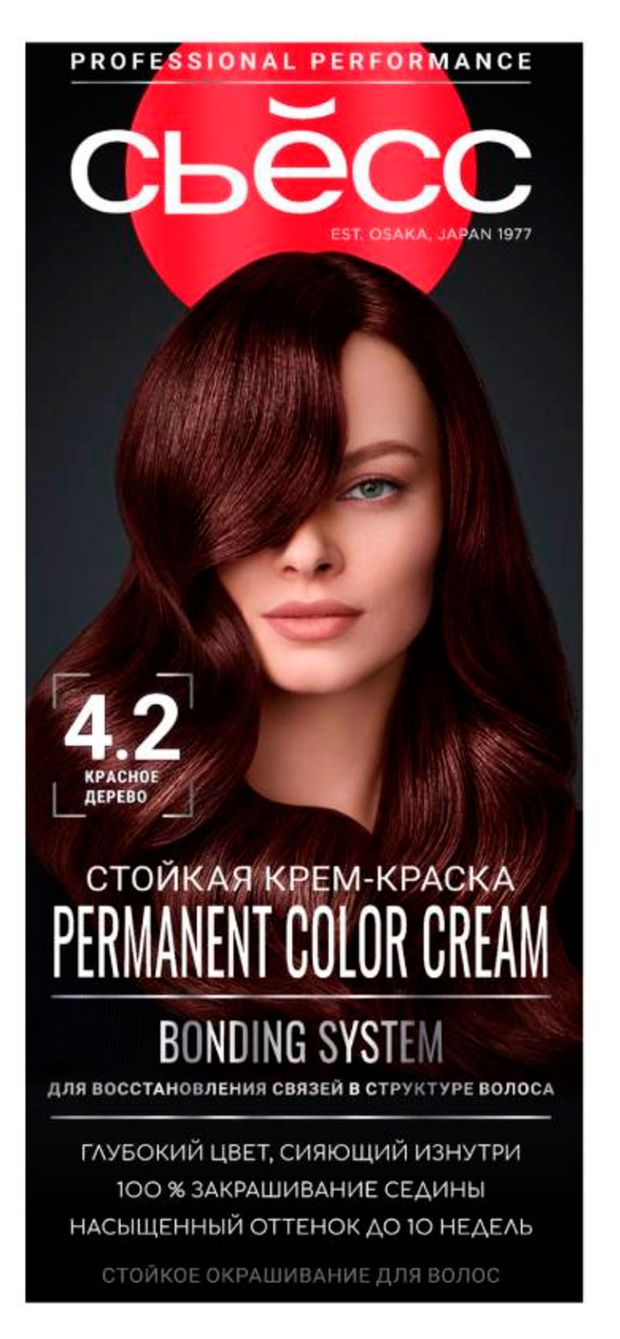 Крем-краска стойкая для волос Сьёсс Color Красное дерево тон 4-2, 115 мл