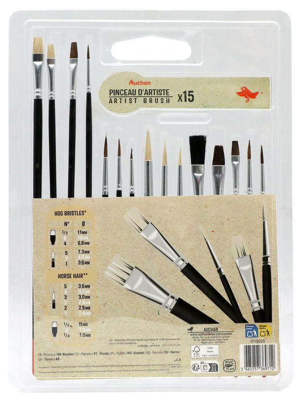 Набор кистей АШАН Красная птица 15 шт 250₽