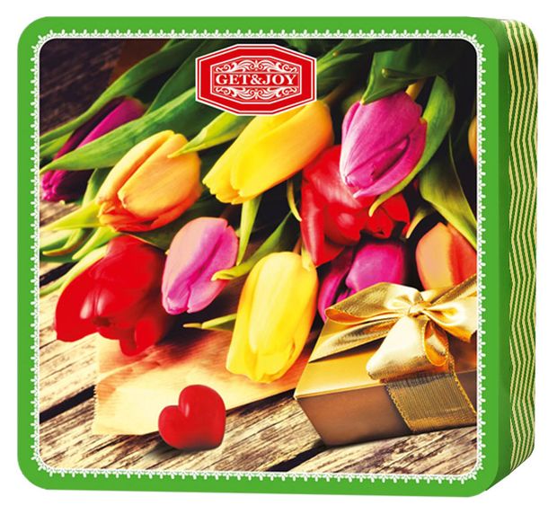 Чай черный GET&amp;JOY шкатулка тюльпаны Шри-Ланка, 2 х 50 г
