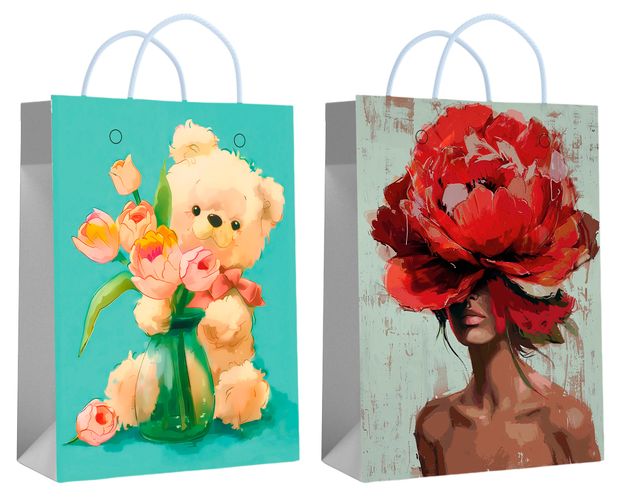 Пакет подарочный Centrum крафт Девушка -цветокМишка 11х14х6 см 1 шт в ассортименте 47₽