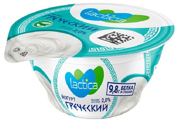Йогурт греческий Lactica 2 БЗМЖ 130 г 67₽