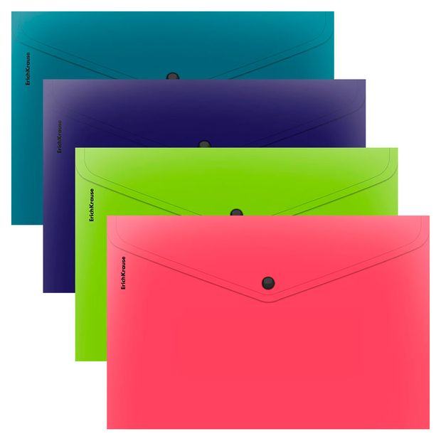 Папка-конверт ErichKrause Matt-touch Reef на кнопке пластиковая A4 непрозрачная, 1 шт в ассортименте